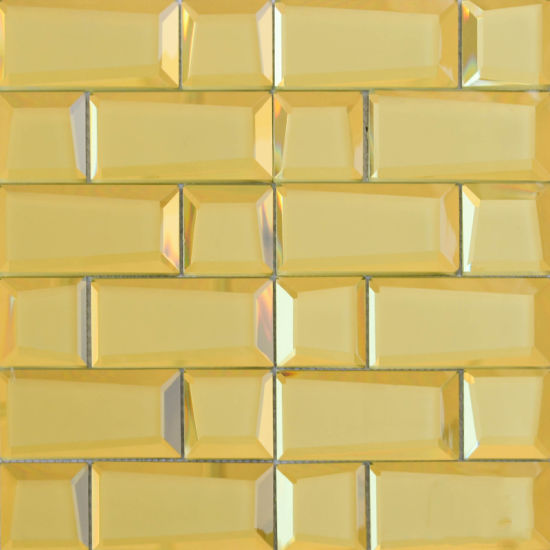 Yellow Polished Glass Mosaic Tile
