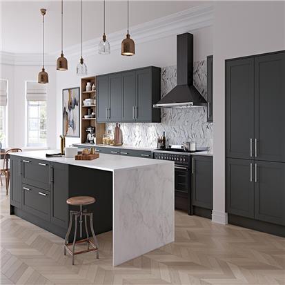 Made in china factory high quality usa gray cabinets design ready to assemble grey shaker style solid wood kitchen cabinet set  HS-KC06