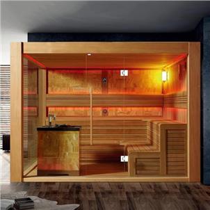 Large Size Polished Surface Finished Solid Wood Luxury Sauna Room  HS-SR15004