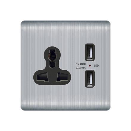 Three-pole multi-function power socket with usb outlet  Q1 2 USB with 3 pin multi-purpose socket