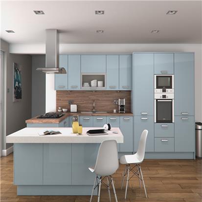 Free design modern modular designs home light blue color high gloss lacquer mdf wood kitchen cabinets  HS-KC218