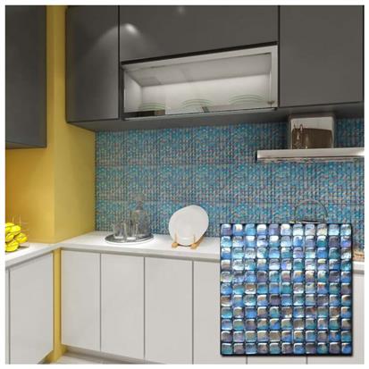 Blue Polished Glass Mosaic Tile 300 x 300mm HSJ013