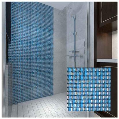 Blue Polished Glass Mosaic Tile 300 x 300mm HSJ015