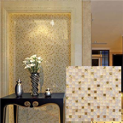 Beige Polished Glass Mosaic Tile 300 x 300mm SD002