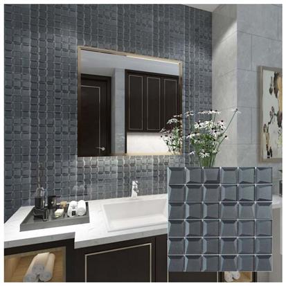 Black Polished Glass Mosaic Tile 300 x 300mm YQ1089