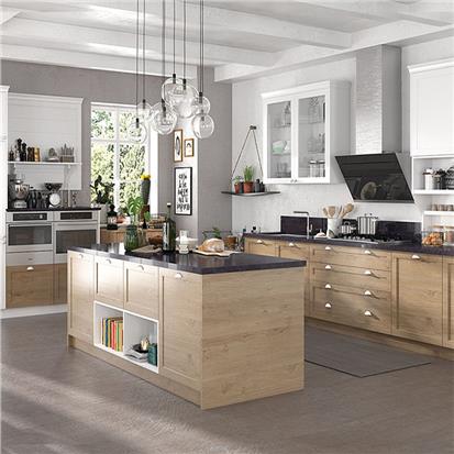 Foshan customized wall hanging wooden kitchen cabinets design wood grain melamine mdf kitchen cabinet  HS-KC154