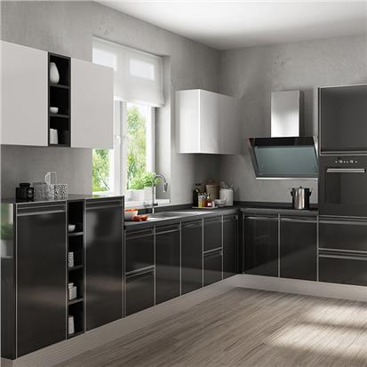 Factory price custom aluminum kitchen cabinets furniture design modern aluminium kitchen cabinet philippines  HS-KC238