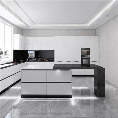 Customized modern white aluminum kitchen cabinets design ready to assemble small aluminium kitchen cabinet set with sink  HS-KC251