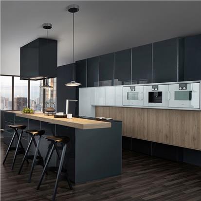 Hot sale glossy mdf wood cupboards cabinets design cheap price modern black high gloss acrylic frameless kitchen cabinet  HS-KC47
