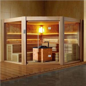 Fashionable Finland Red Cedar Wood Sauna Shower Room 10 Person Bathroom  HS-SR15011