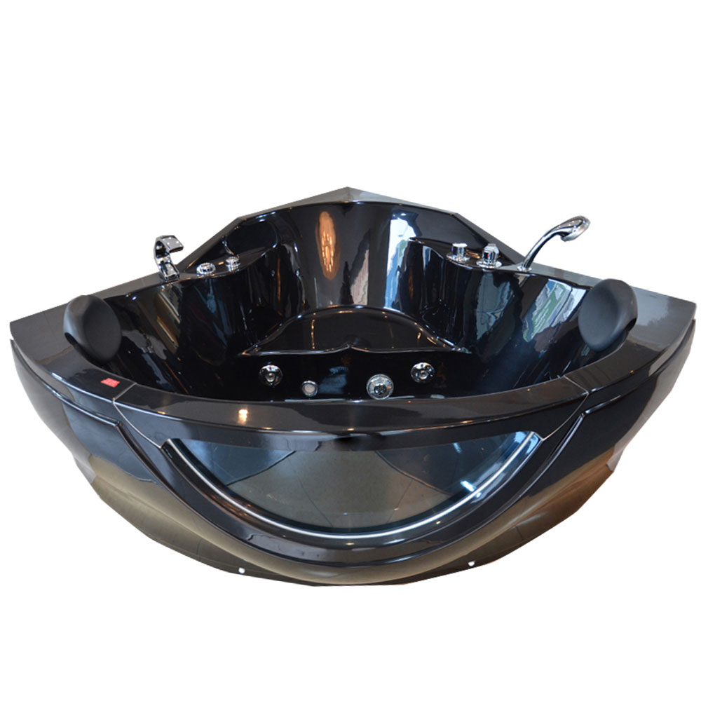 1400Mm 1.4M Diamond Shaped Bat 1 Person Massage Black Apron Corner Hydromassage Whirlpool Acrylic Bathtub Bath Tubs