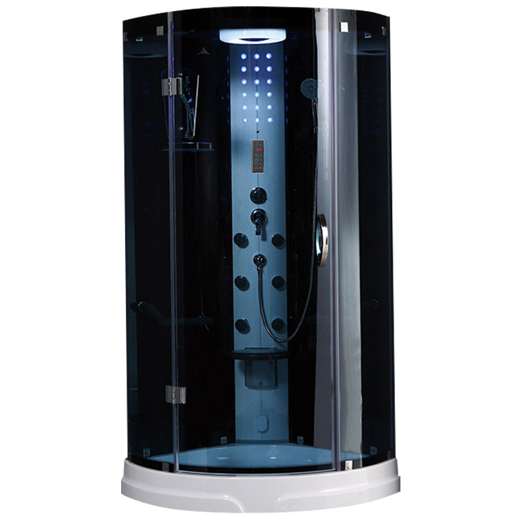 HS-SR069 Blue glass acrylic tray indoor sliding door mini steam shower room